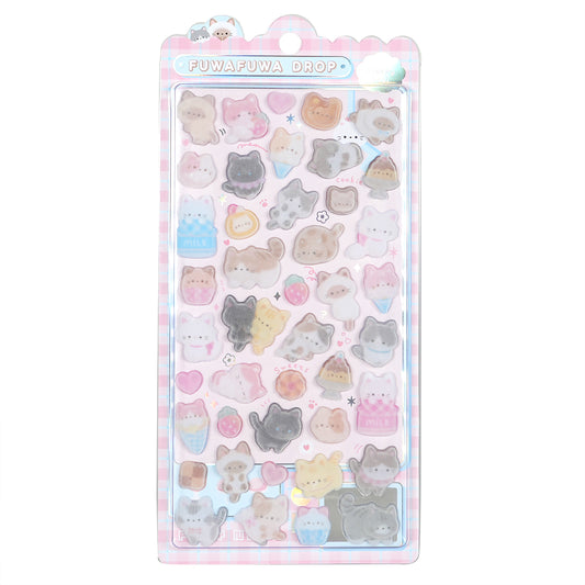 ふわふわドロップシール／ねこねこふわふわ