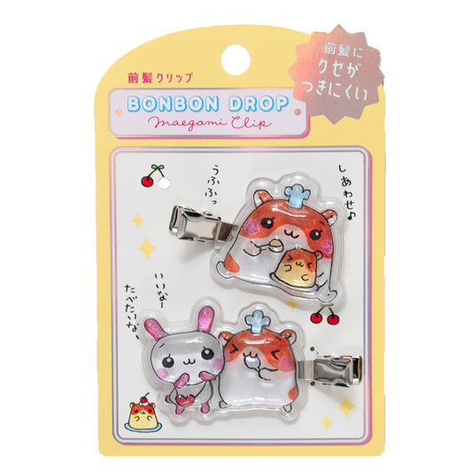 ボンボンドロップ・前髪クリップ／ハムちゃんプリン